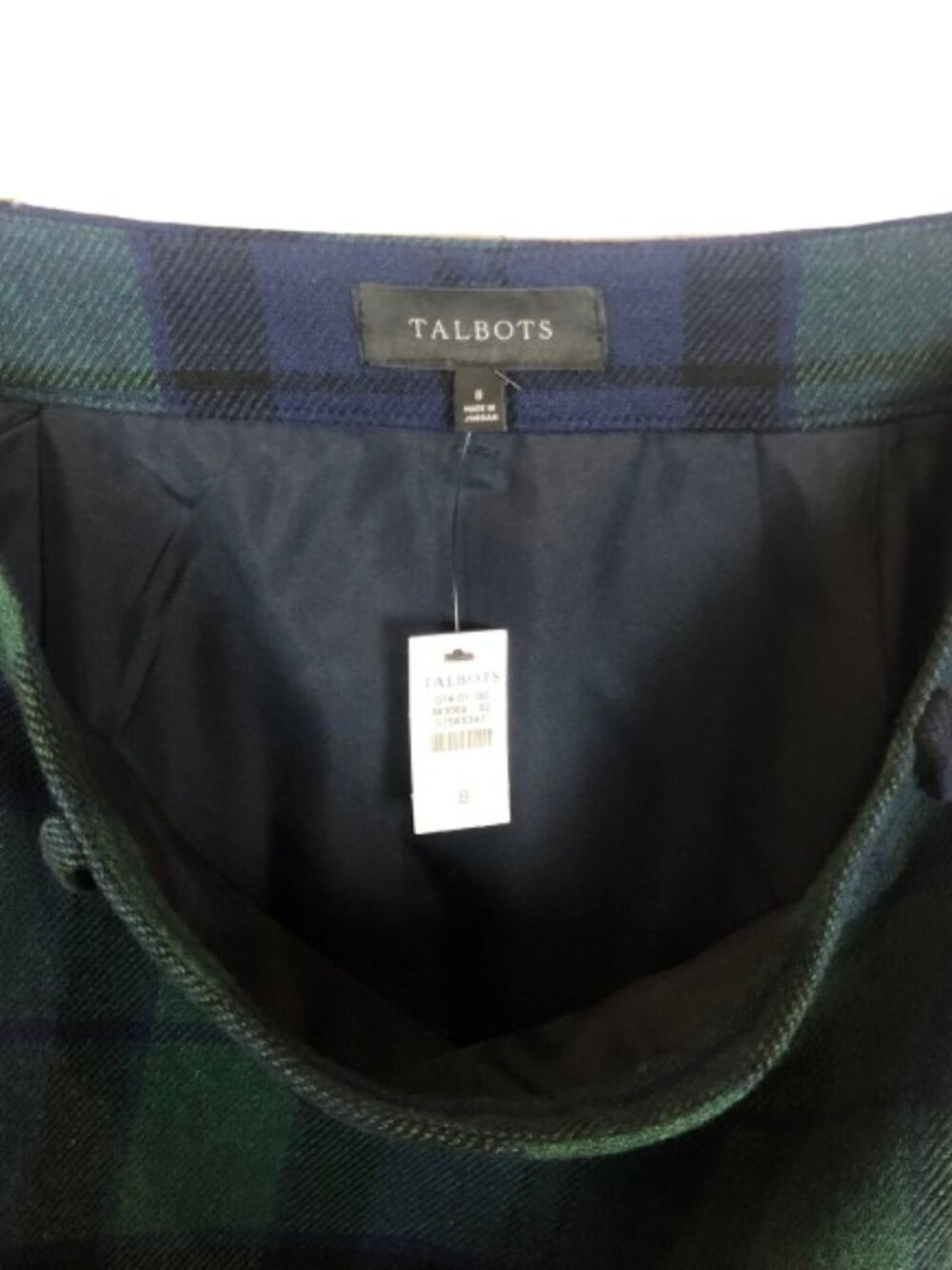 NWT Talbots Size 8 Green Blue Black Watch Plaid A-Line Lined Mini Skirt NEW - Picture 4 of 4